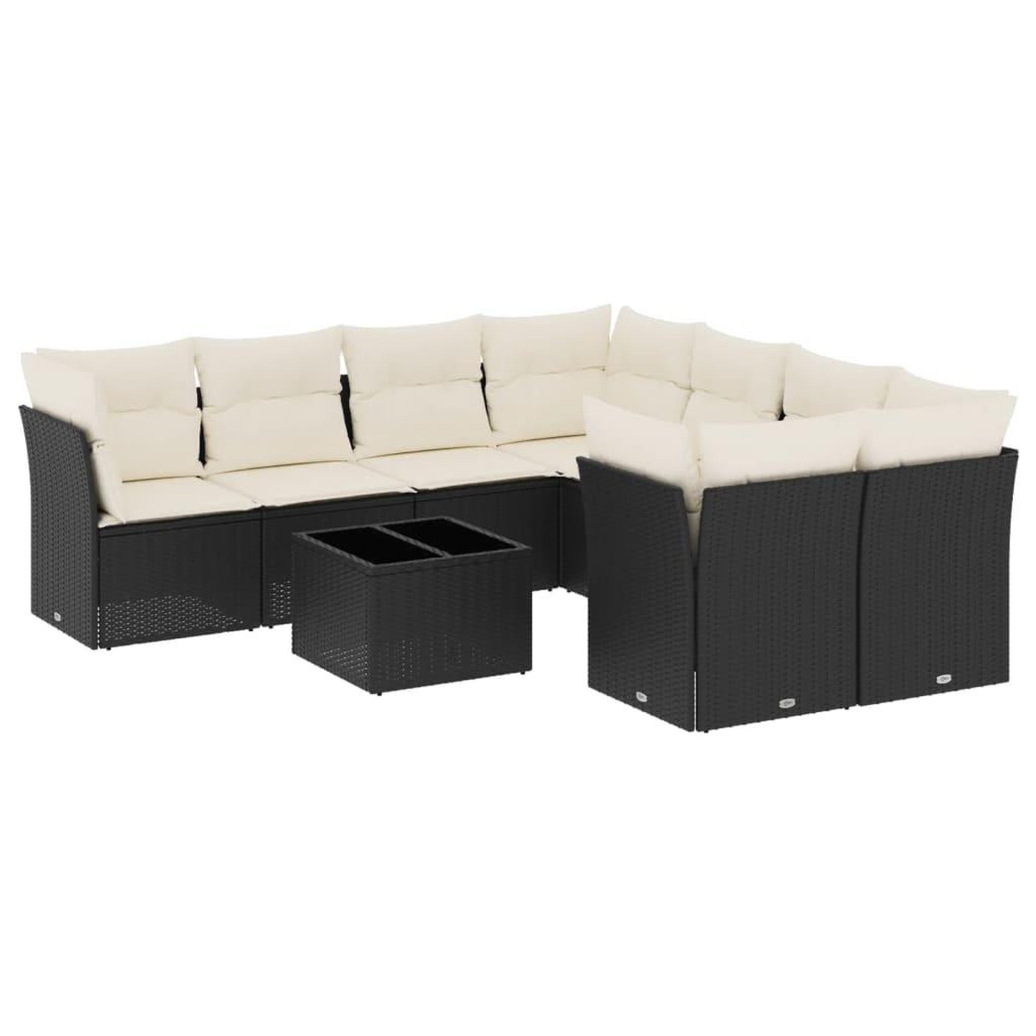 Voir la diapositive 2 : VIDAXL Salon de jardin 9 pcs avec coussins noir resine tressee