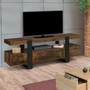 Voir la diapositive 2 : ID MARKET Meuble TV 140 cm PHOENIX avec tiroirs bois effet vieilli et noir