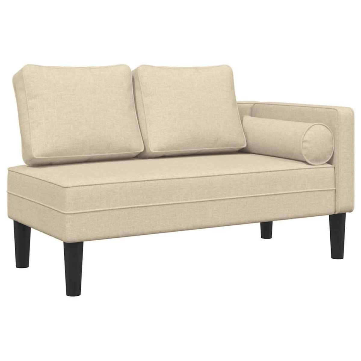VIDAXL Chaise longue avec coussins creme tissu
