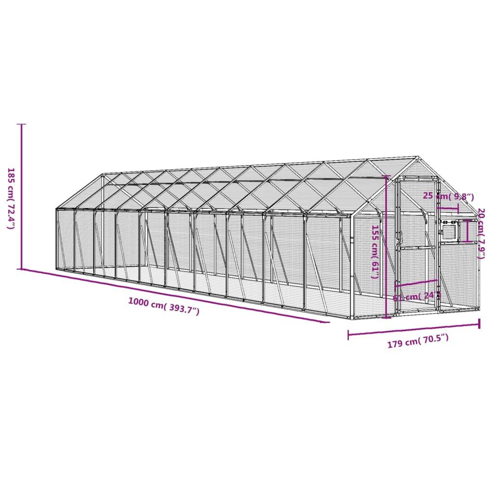 Voir la diapositive 6 : VIDAXL Voliere argente 1,79x10x1,85 m aluminium