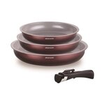 Arthur Martin Set de 3 poeles - ARTHUR MARTIN - AM8866 - Tous feux dont induction - 20/24/28 cm + 1 poignée - Aluminium - Revetement céramiq