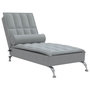 Voir la diapositive 2 : VIDAXL Chaise longue de massage avec traversin gris clair tissu