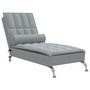 Voir la diapositive 2 : VIDAXL Chaise longue de massage avec traversin gris clair tissu