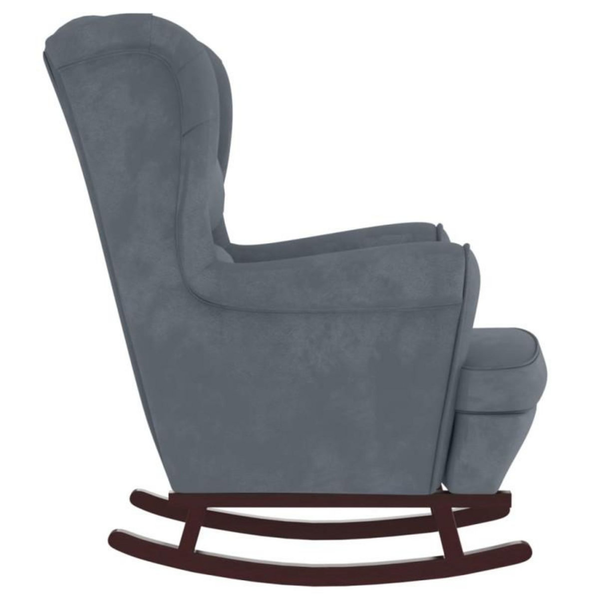 VIDAXL Fauteuil à bascule et pieds en bois d hévéa Gris foncé Velours