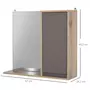 HOMCOM Miroir de salle de bain avec étagère et placard - système fixation intégré - panneaux particules chêne clair gris