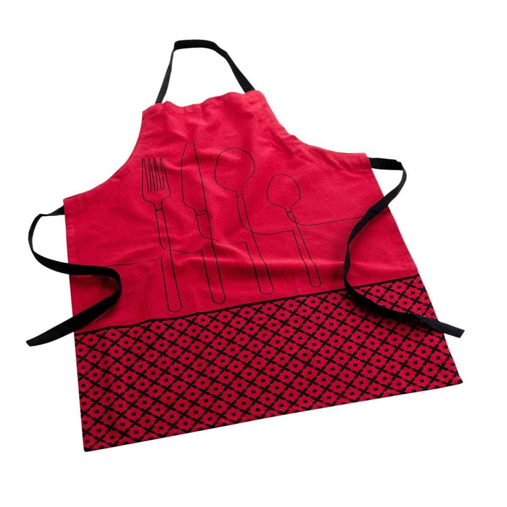 Douceur d'Intérieur Tablier en Coton Recyclé  Cuisiline  84cm Bordeaux