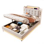 MERAX Lit coffre. Coloris disponibles : Gris, Beige