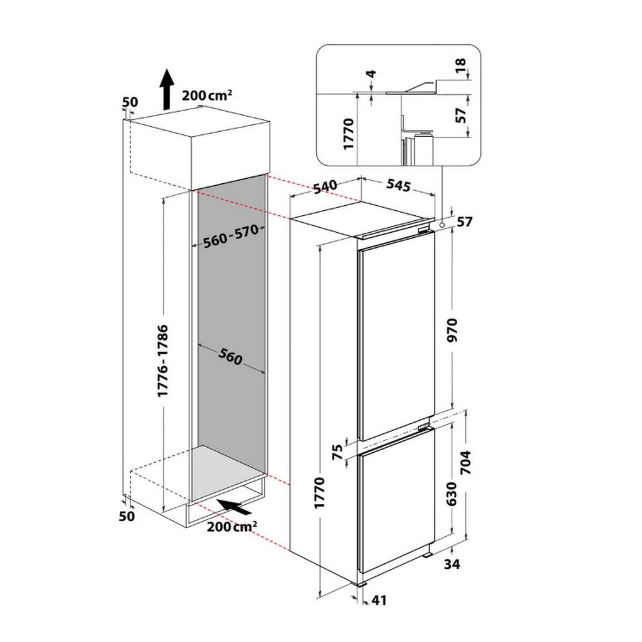 Voir la diapositive 5 : Whirlpool Réfrigérateur combiné intégrable à glissières 268l - whc18d071a1fr