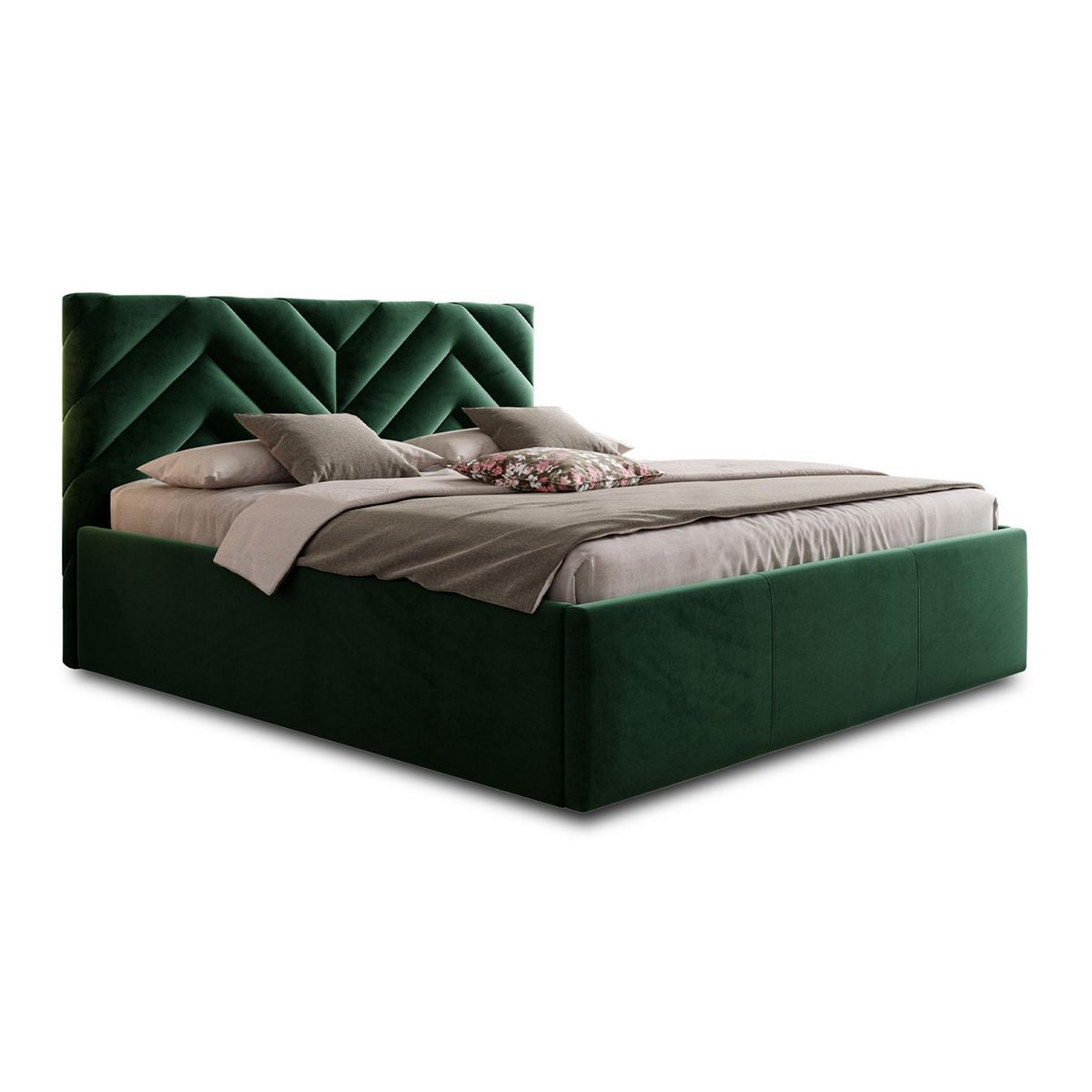 BEST MOBILIER Santiago - lit coffre - 180x200 - sommier inclus - en velours