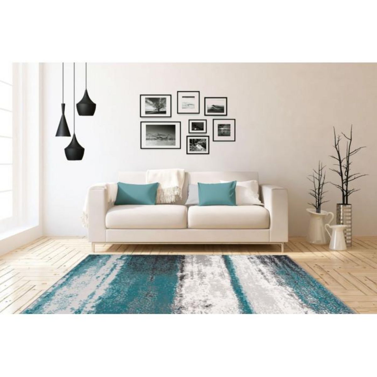 Paris Prix Tapis Vintage à Poils Courts  Esperanto V  Bleu