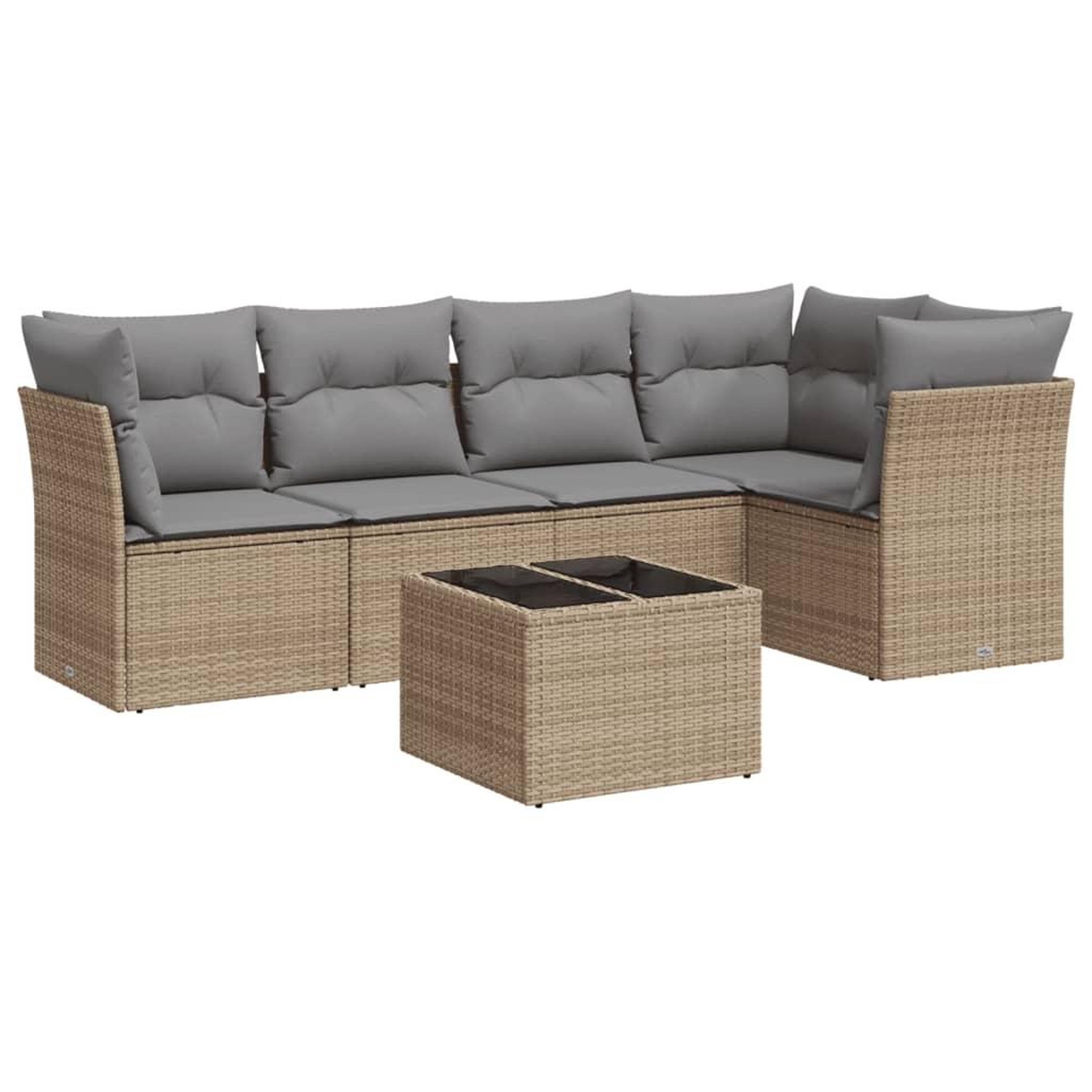 Voir la diapositive 2 : VIDAXL Salon de jardin avec coussins 6 pcs beige resine tressee