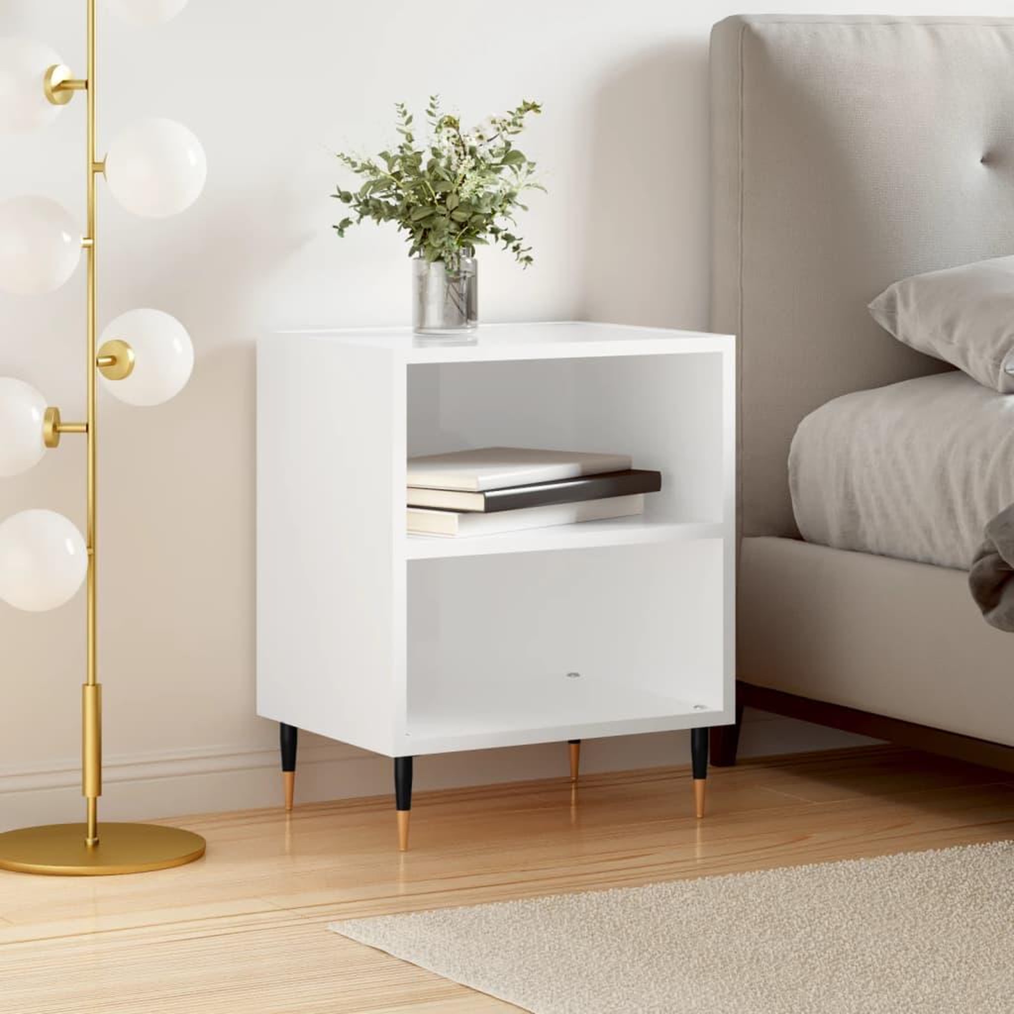 Voir la diapositive 1 : VIDAXL Table de chevet blanc brillant 40x30x50 cm bois d'ingenierie