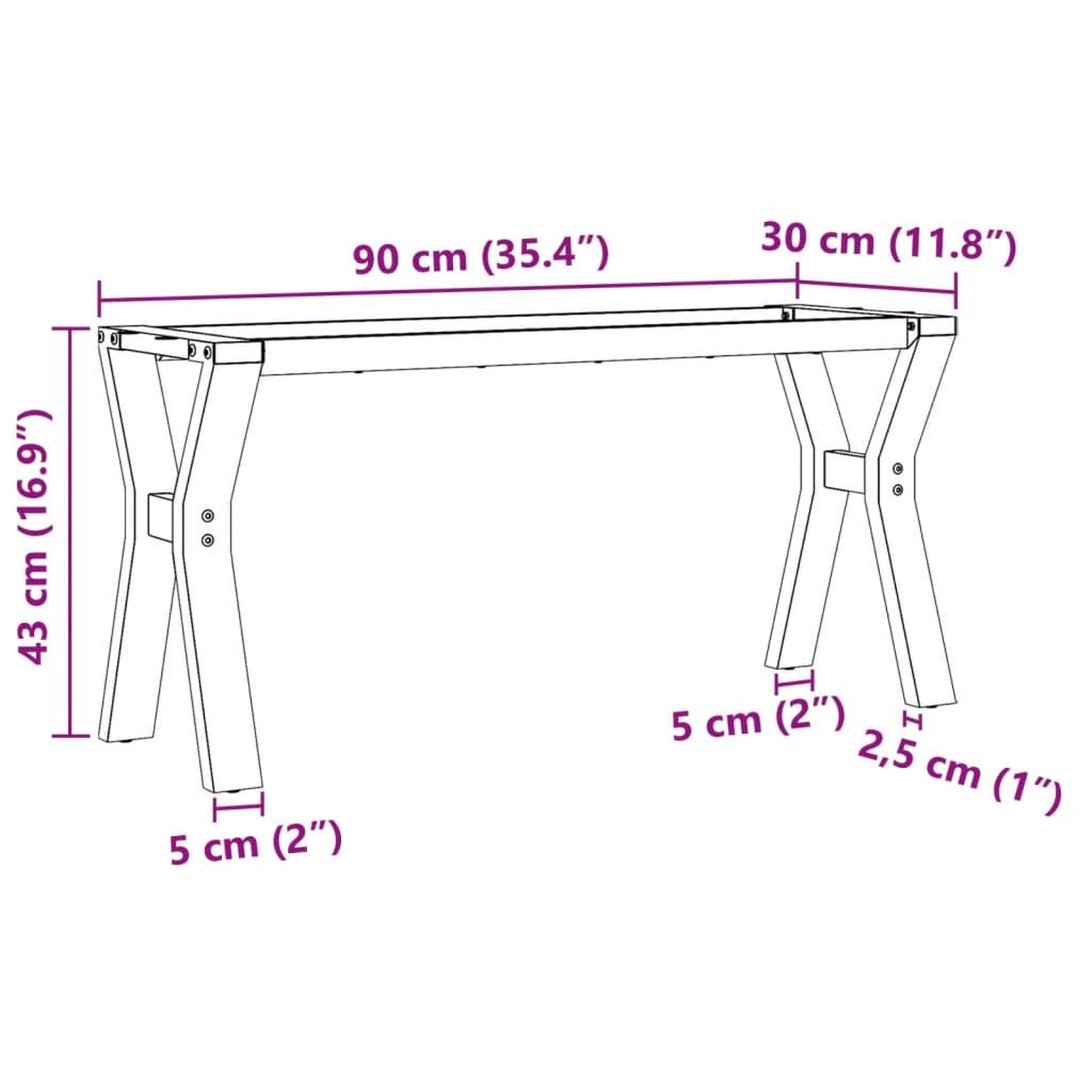 Voir la diapositive 6 : VIDAXL Pieds de table basse cadre en Y 90x30x43 cm acier