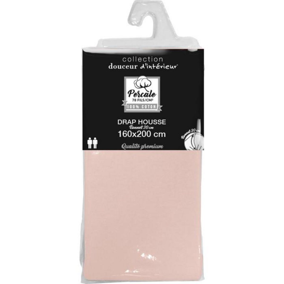 Paris Prix Drap Housse  Percaline  160x200cm Rose