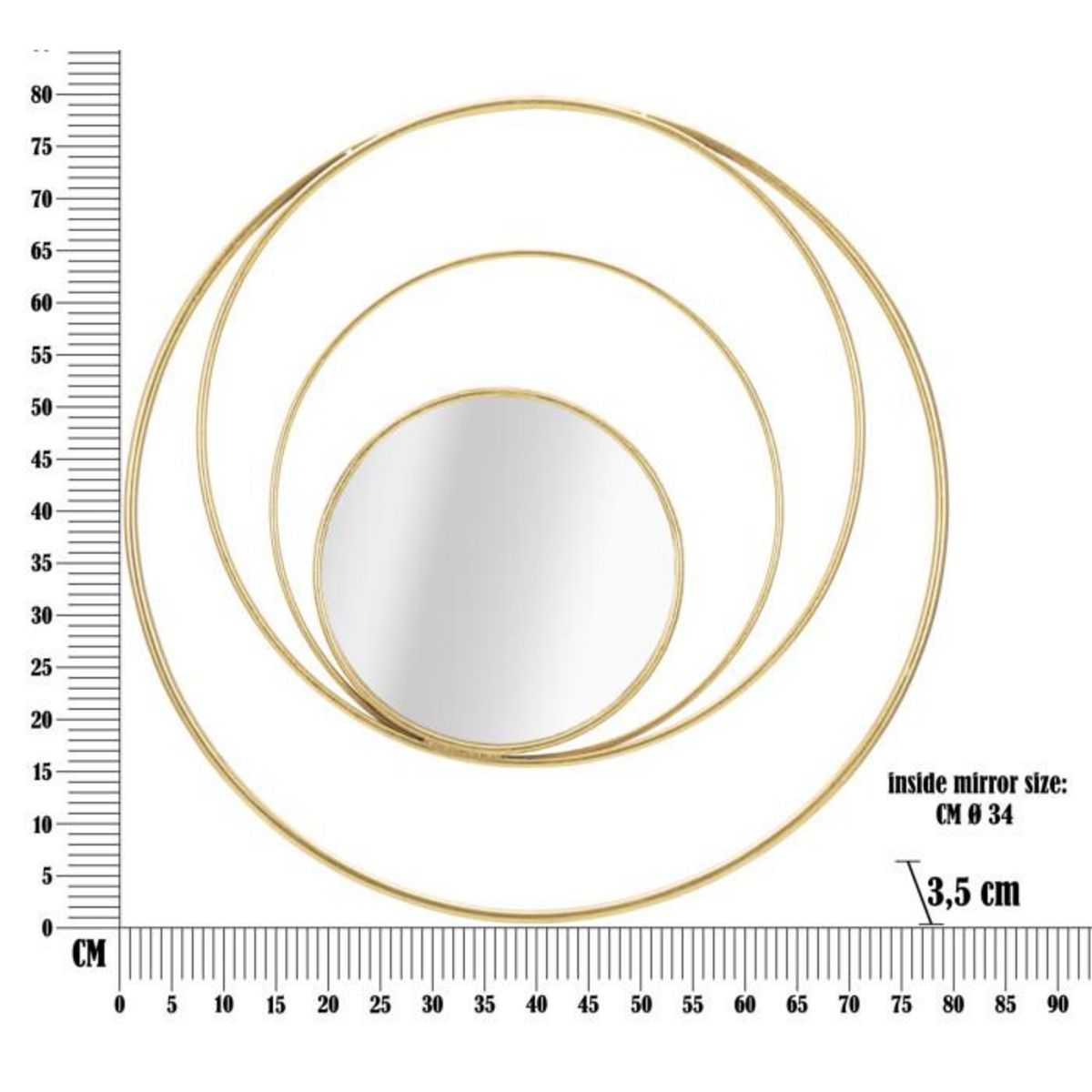 Paris Prix Miroir Mural Design  Arc  80cm Or