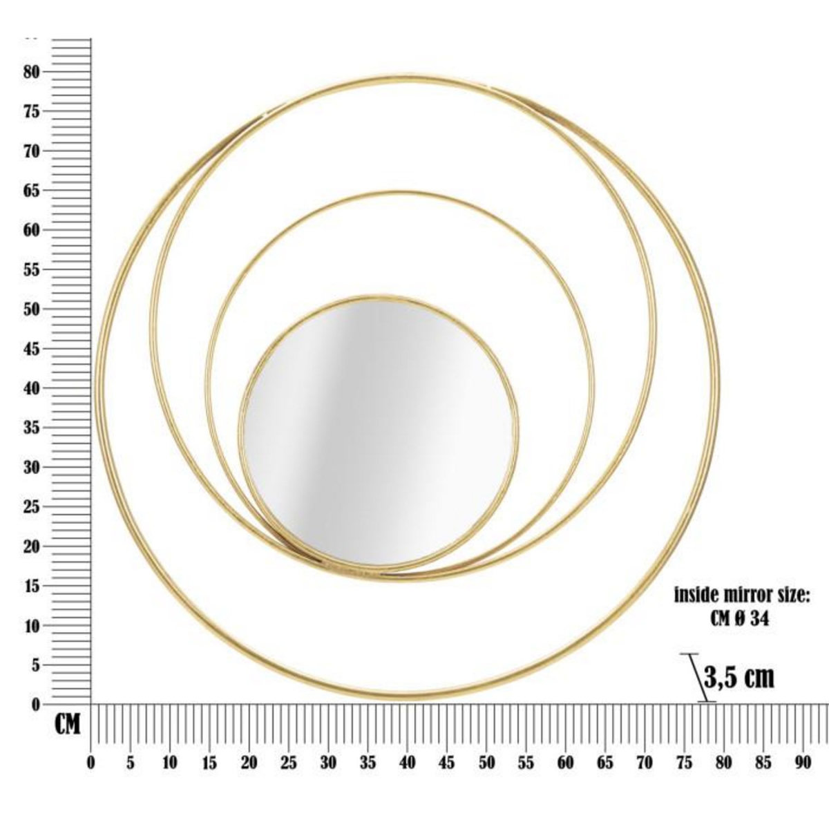 Paris Prix Miroir Mural Design  Arc  80cm Or