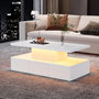 Voir la diapositive 5 : MERAX Table basse rectangulaire blanc avec 1 tiroir - 50x100 cm led panneau de particules