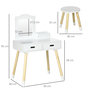 Voir la diapositive 3 : HOMCOM Coiffeuse enfant design scandinave - tabouret inclus - 2 tiroirs, niche, miroir - bois pin MDF blanc