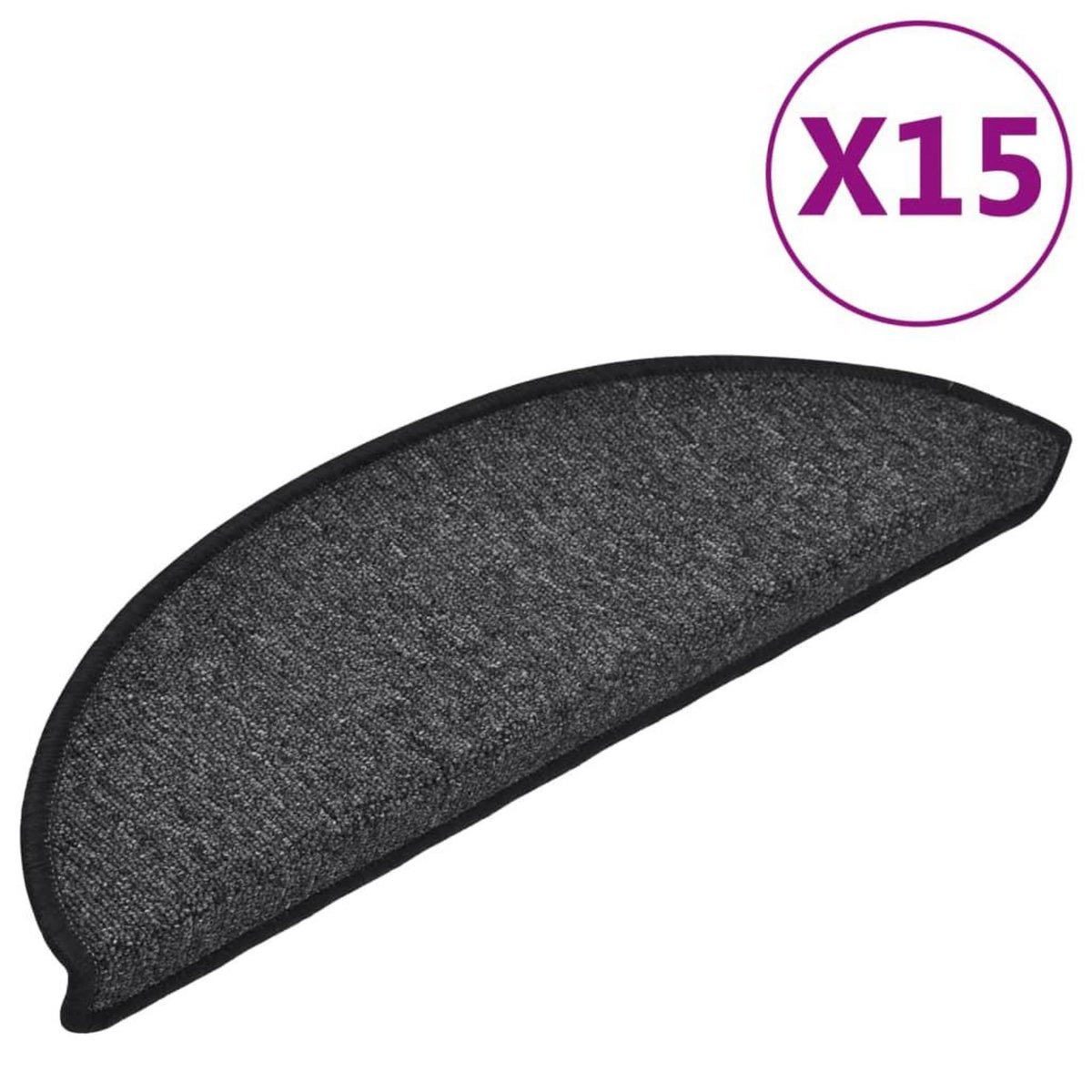 VIDAXL Tapis d'escalier 15 pcs Anthracite 56x17x3 cm