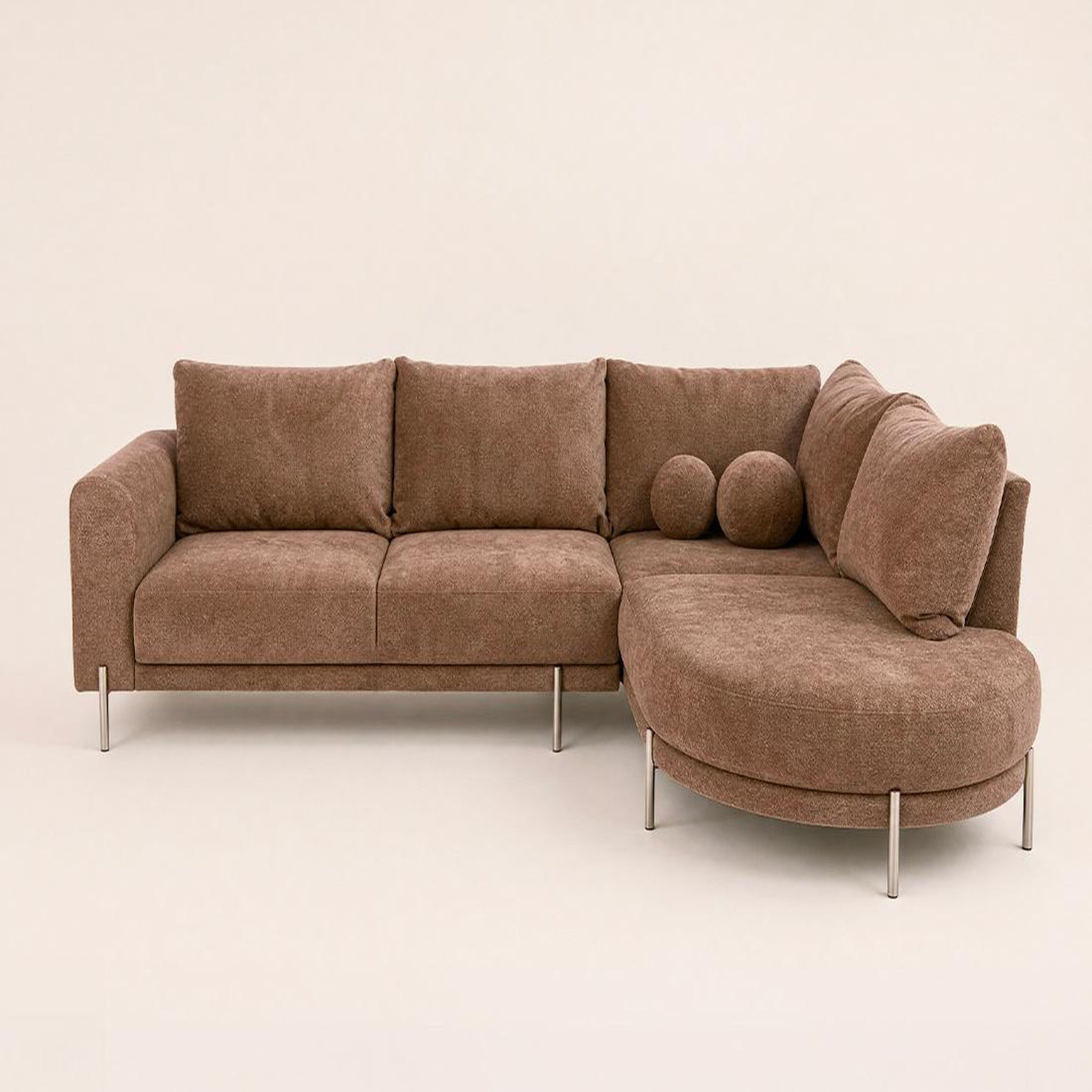 Voir la diapositive 6 : BEST MOBILIER Gabin - canapé d'angle droit 5 places en velours texturé