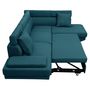 Voir la diapositive 7 : Canapé d'angle droit convertible 5 places tissu pieds bois clair MARIUS 