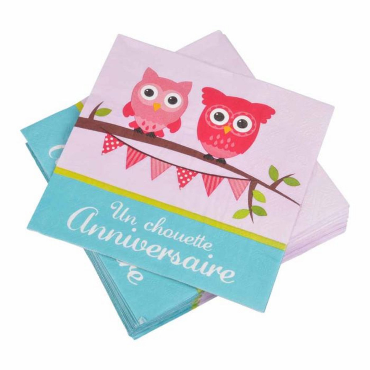 Paris Prix Lot de 20 Serviettes en Papier  Chouette  33x33cm Rose