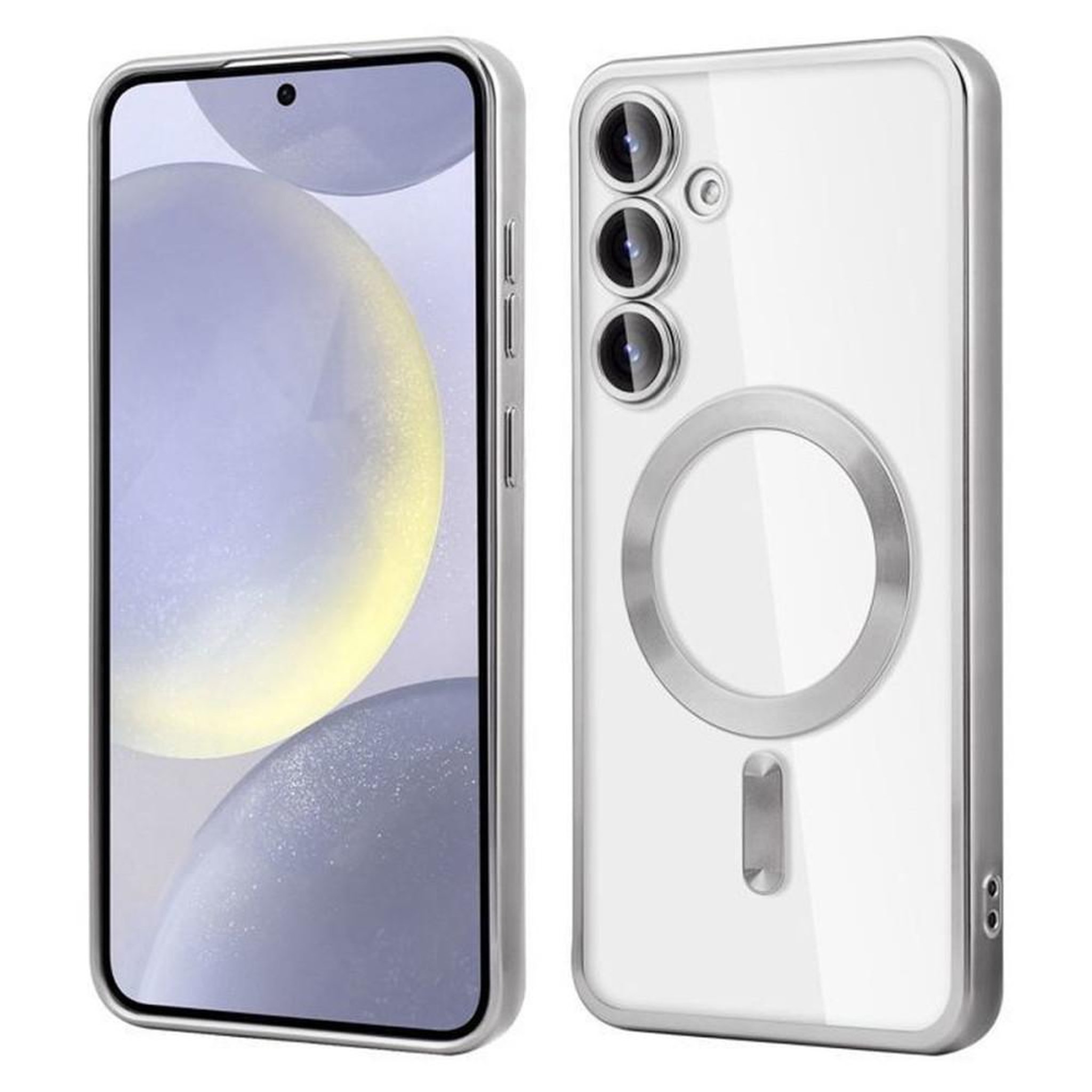 Voir la diapositive 1 : Coque téléphone Samsung Galaxy S24+ ultra-fine transparente anti-choc avec protection verre trempé et zone magnétique