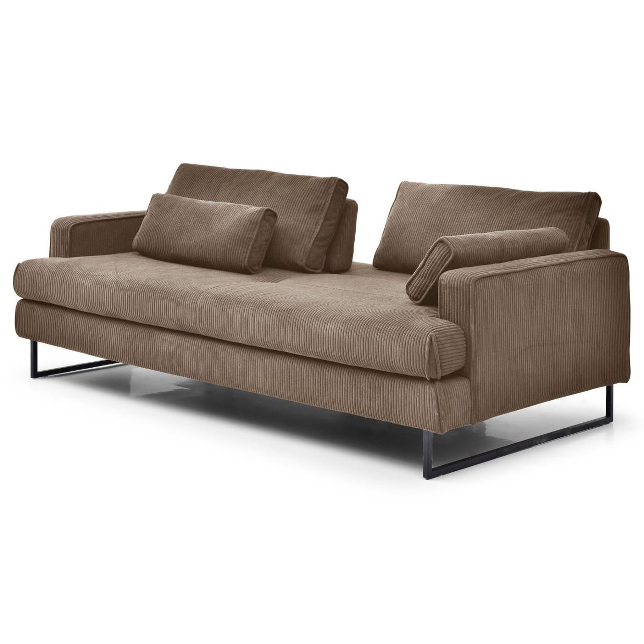 Voir la diapositive 4 : Paris Prix Canapé convertible 3 places en velours côtelé  thai  207cm taupe
