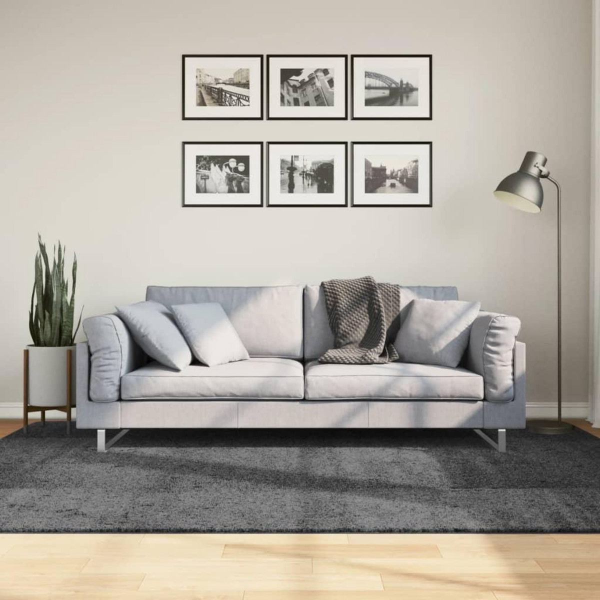 VIDAXL Tapis OVIEDO a poils courts anthracite 160x230 cm