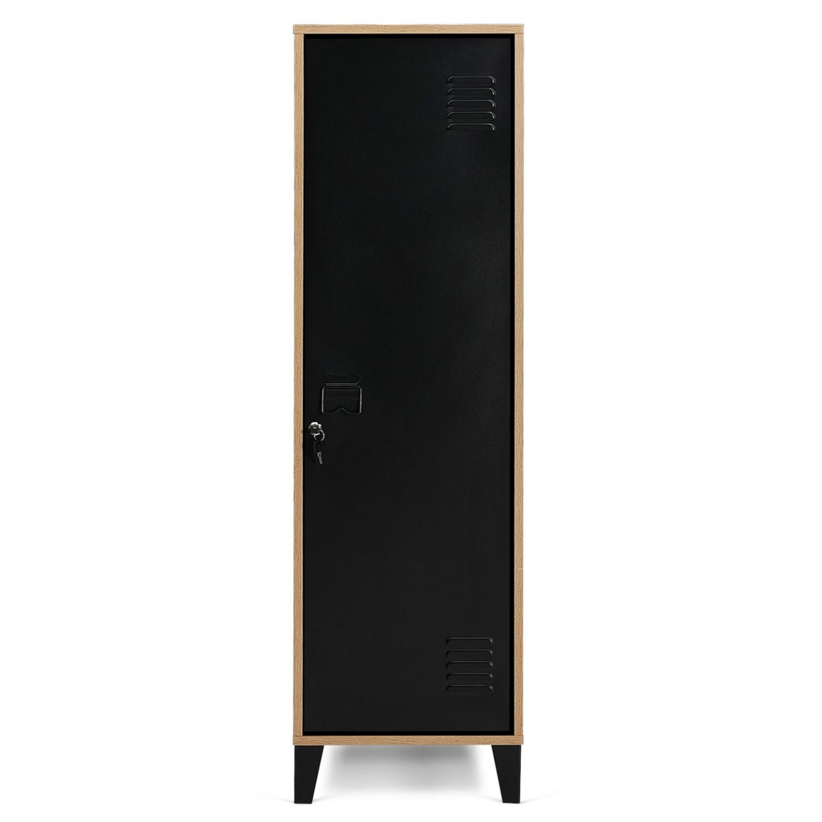 ID MARKET Armoire vestiaire ESTER bois porte métal noir design industriel
