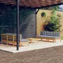 VIDAXL Salon de jardin 7 pcs avec coussins gris bois de pin