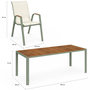 Voir la diapositive 5 : ID MARKET Salon de jardin NOUMEA table 190 cm plateau verre trempé effet bois et 8 chaises empilables vert et bois
