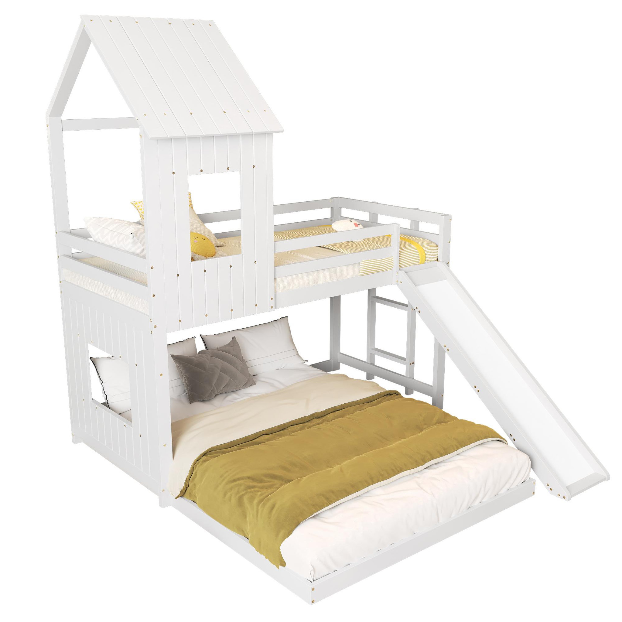 MERAX Lit superposé 90x200(140x200)cm pin coloris blanc