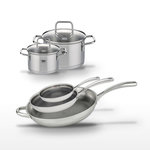 ELO Lot de 3 Poêles 24/28/32cm Elo Relief Evolution et 2 Faitouts 12/16cm