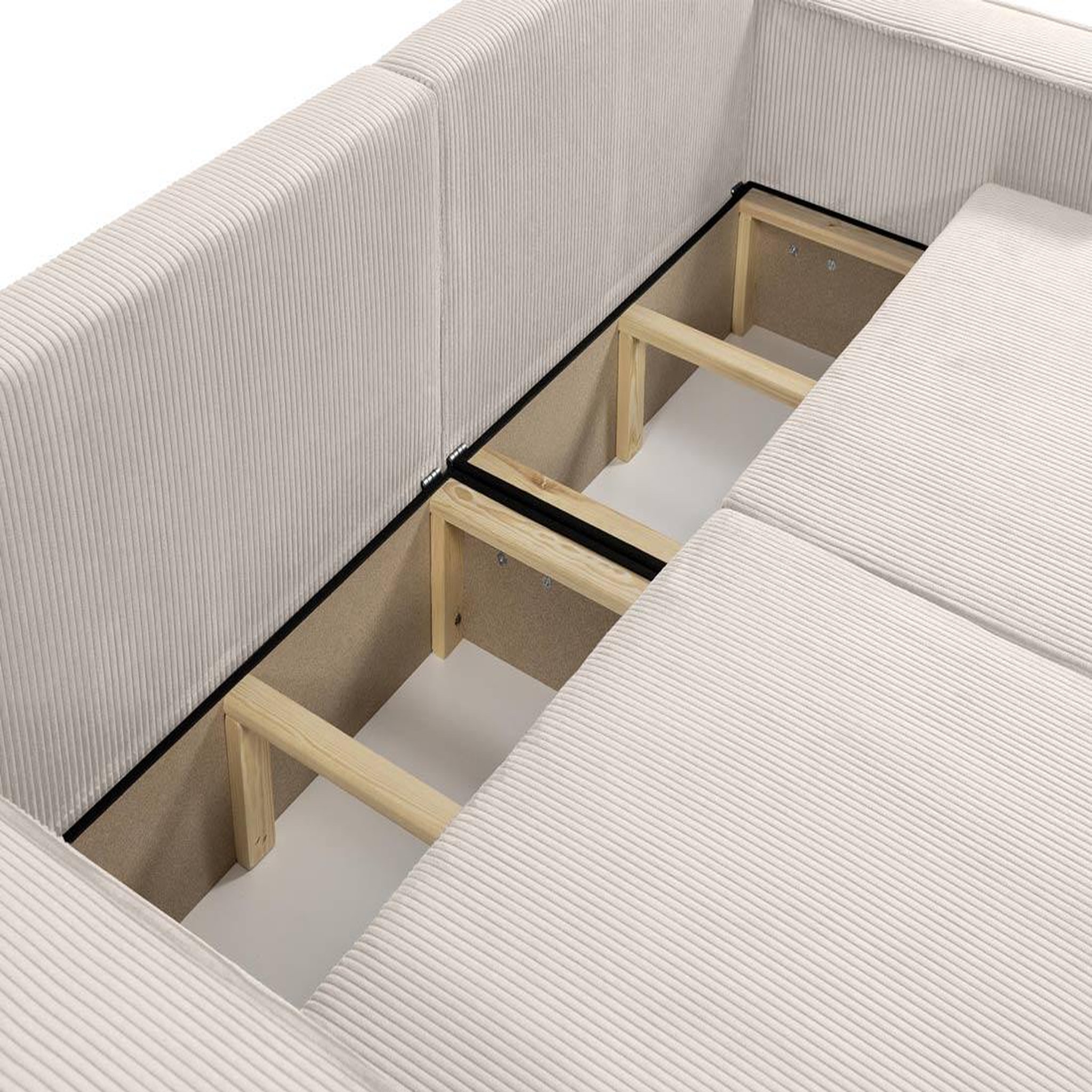 Voir la diapositive 5 : BEST MOBILIER Cezanne - canapé droit 3 places convertible avec coffre en velours côtelé