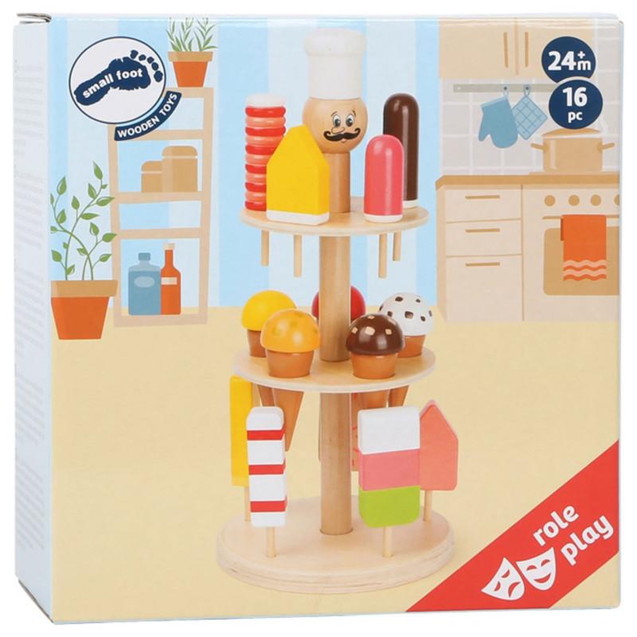 Voir la diapositive 2 : SMALL FOOT Small Foot - Wooden Luigi Ice Cream Stand, 16 pcs. 11488