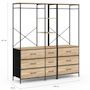 Voir la diapositive 4 : ID MARKET Dressing penderie modulable L. 150 cm UTAH XXL avec 3 étagères et 9 bacs en tissu bois et noir