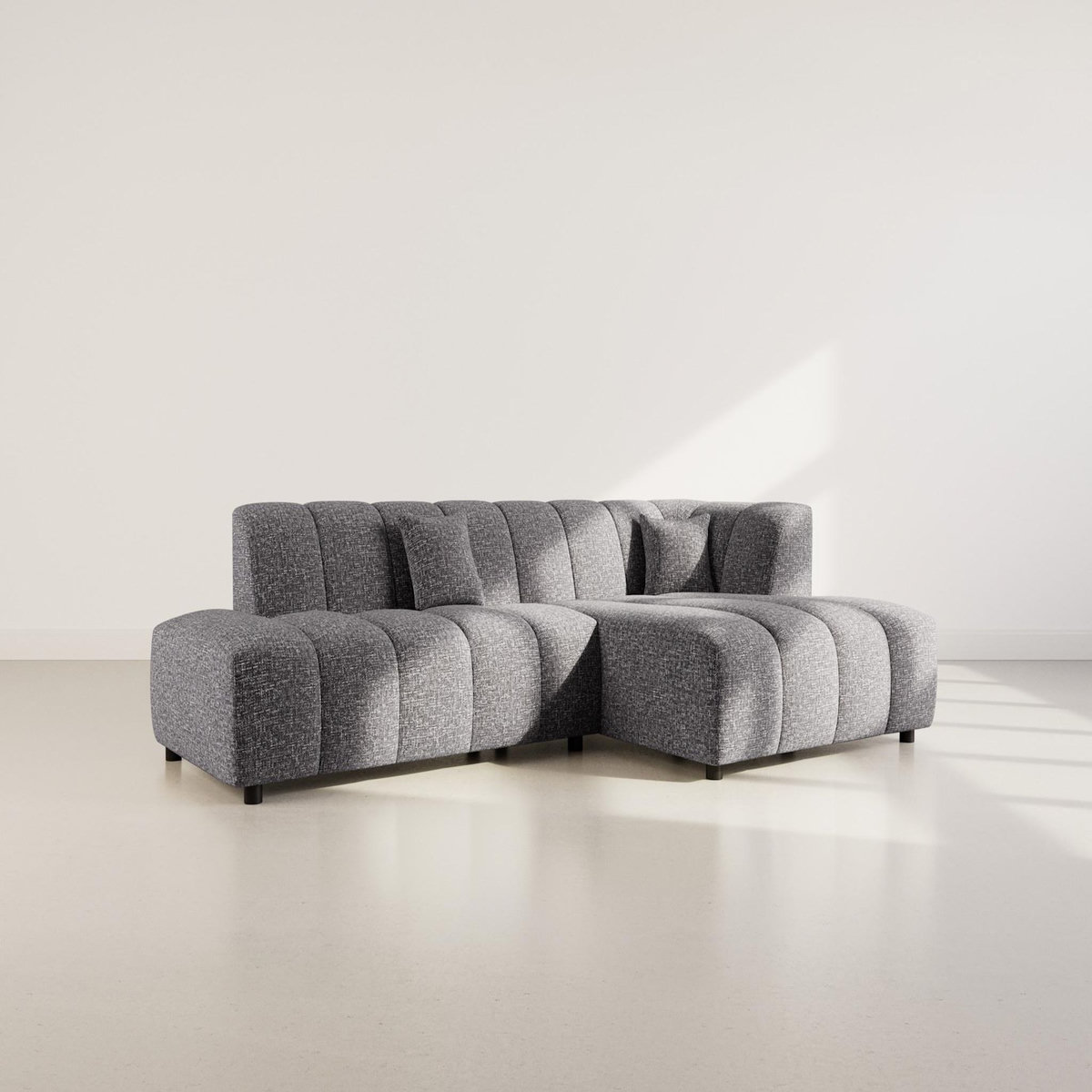 LISA DESIGN Curtis - canapé d'angle droit 4 places sans accoudoir en tissu texturé