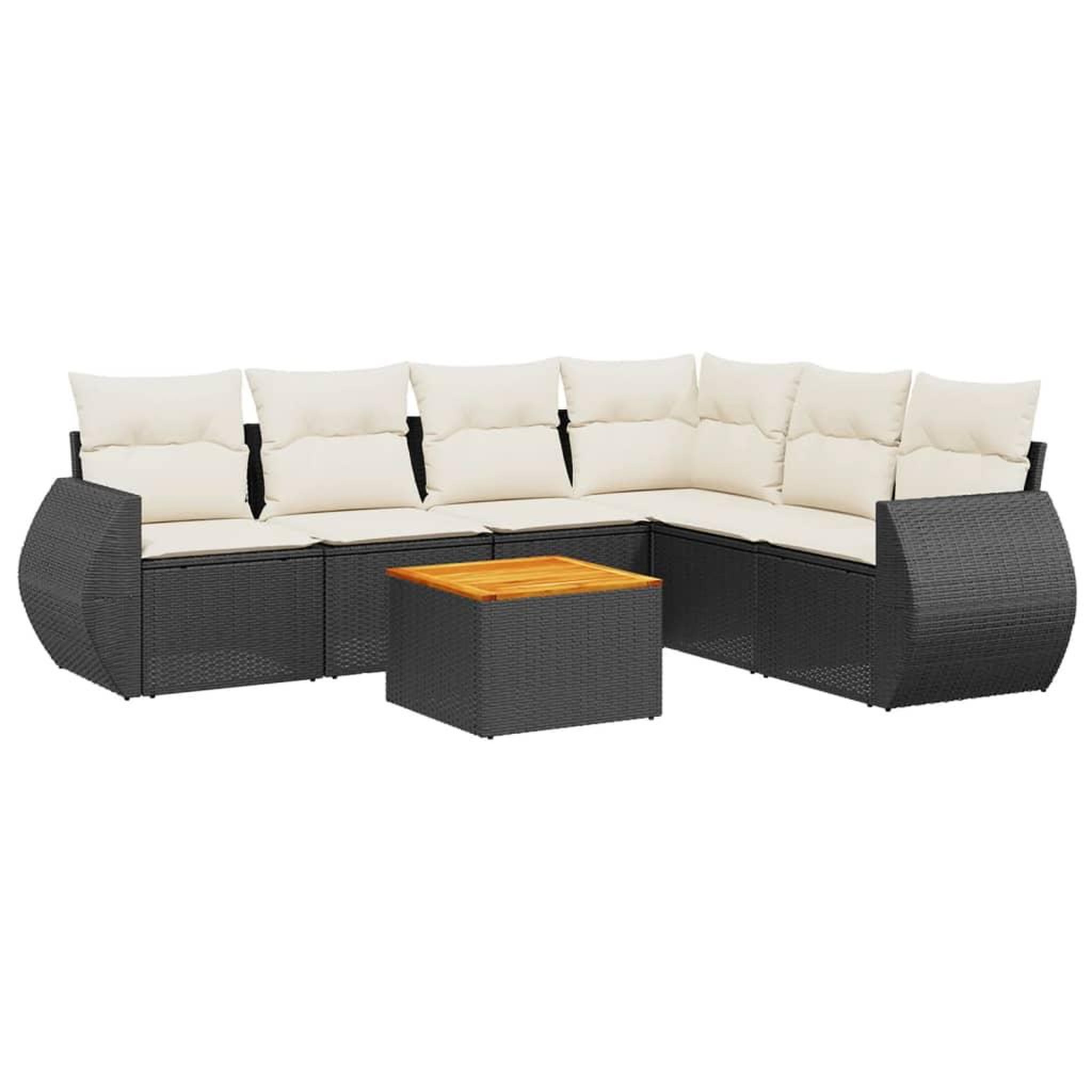Voir la diapositive 2 : VIDAXL Salon de jardin 7 pcs avec coussins noir resine tressee