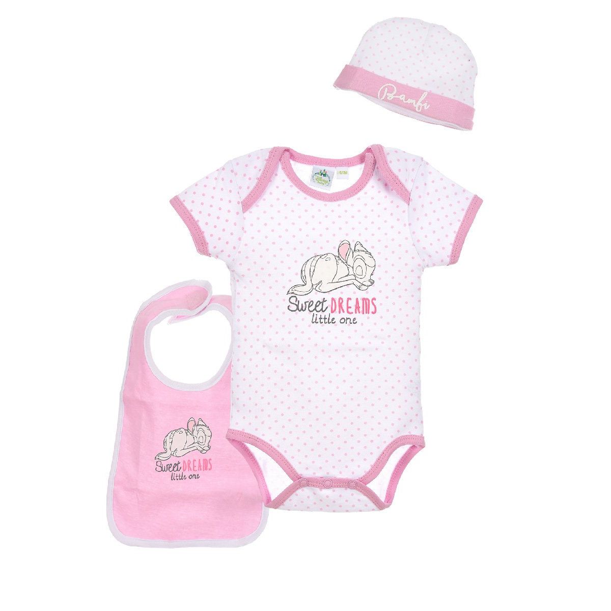 INEXTENSO Ensemble body manches courtes + bonnet + bavoir bébé fille