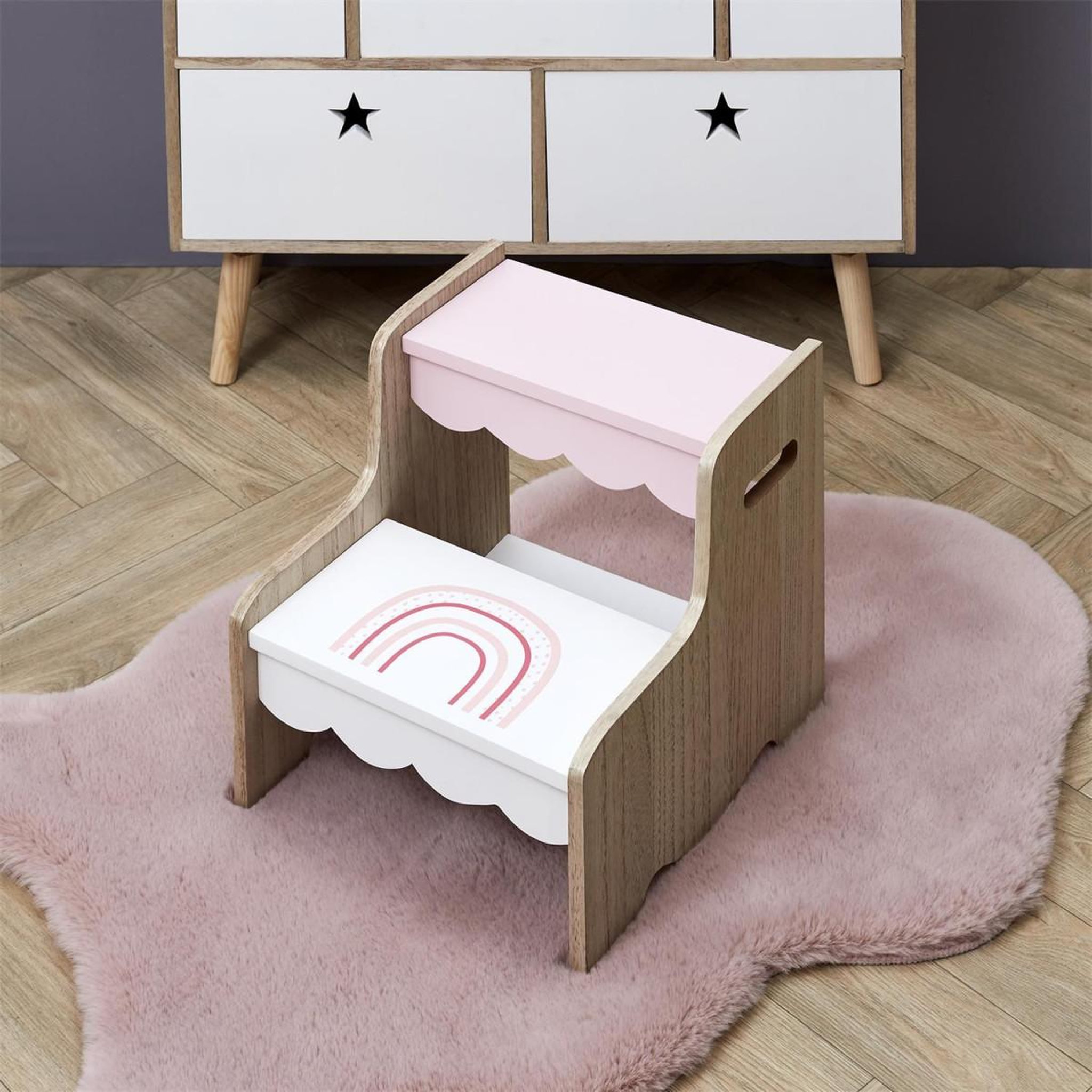 Voir la diapositive 5 : HOME DECO KIDS Marchepied pour enfant  fille  33cm rose & blanc
