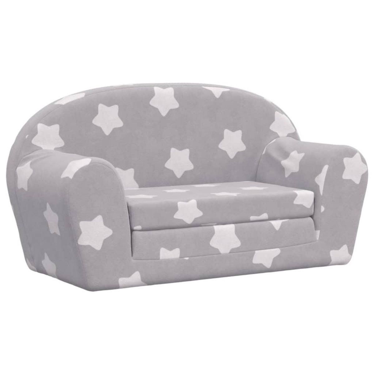 VIDAXL Canape-lit enfant 2 places gris clair etoiles peluche douce