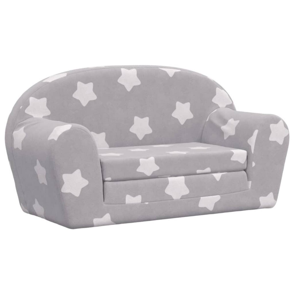VIDAXL Canape-lit enfant 2 places gris clair etoiles peluche douce