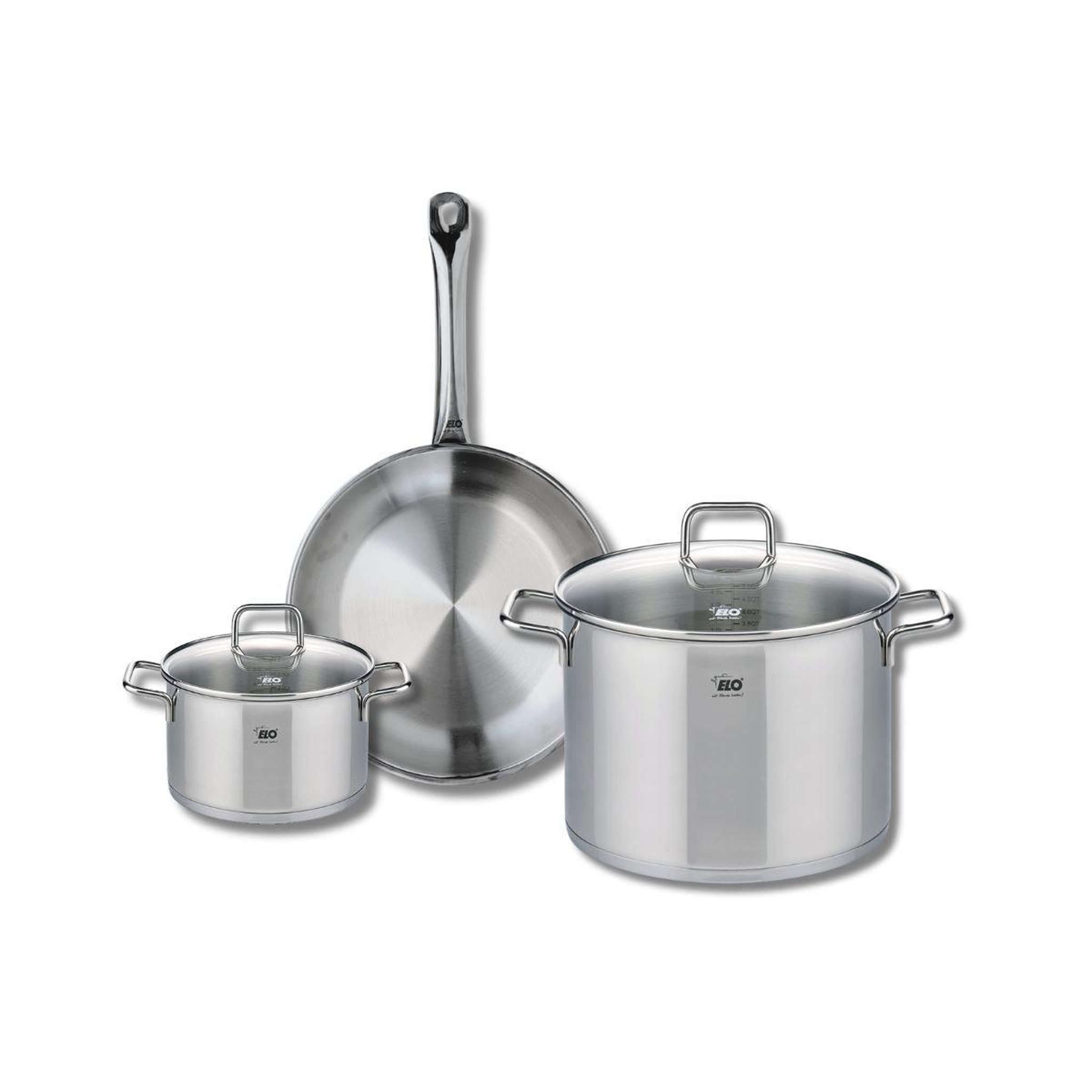 ELO Ensemble de 1 poêle de cuisson 28 cm et 2 faitouts 16 et 26 cm elo profi citrin