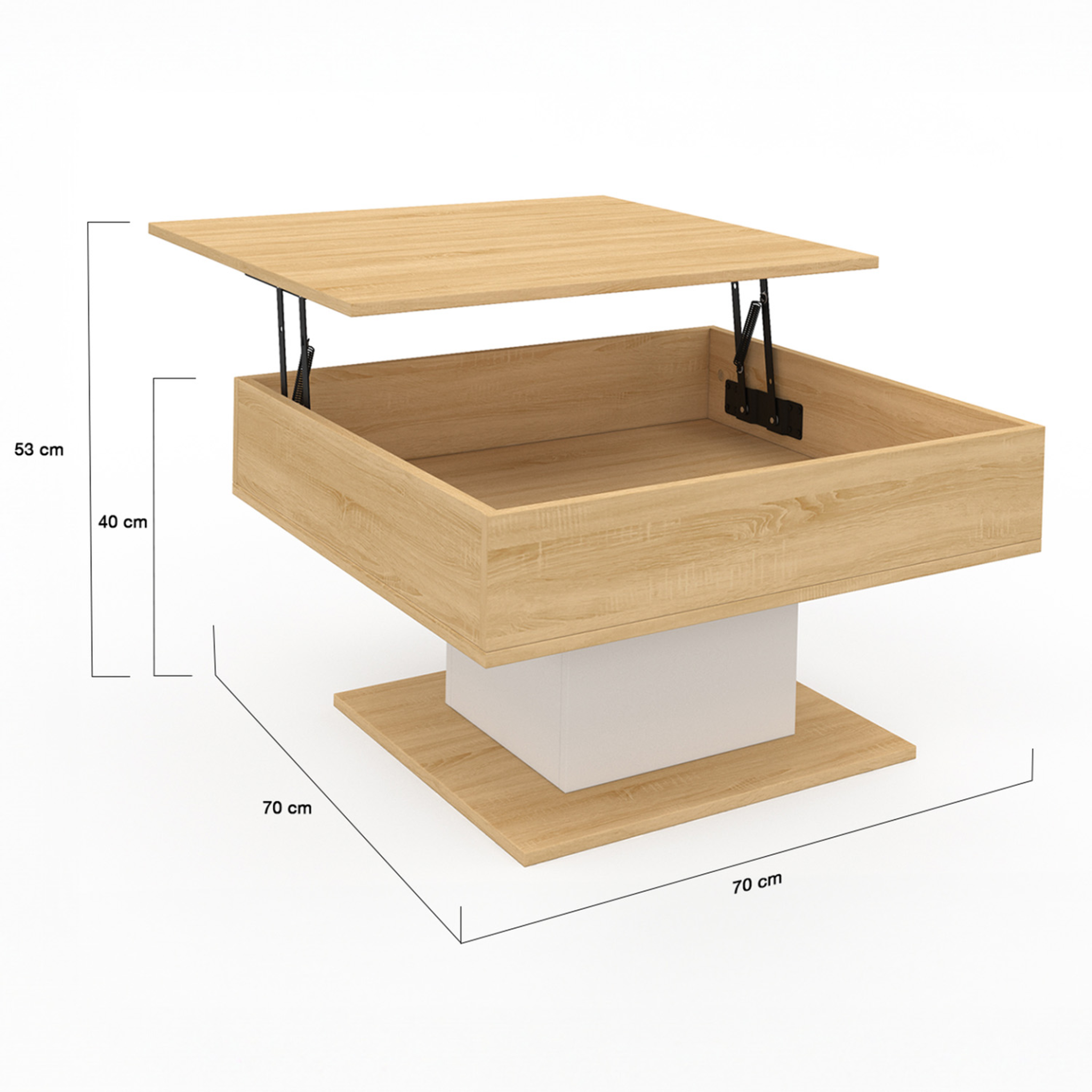 Voir la diapositive 5 : ID MARKET Table basse plateau relevable eden carrée bois et blanc