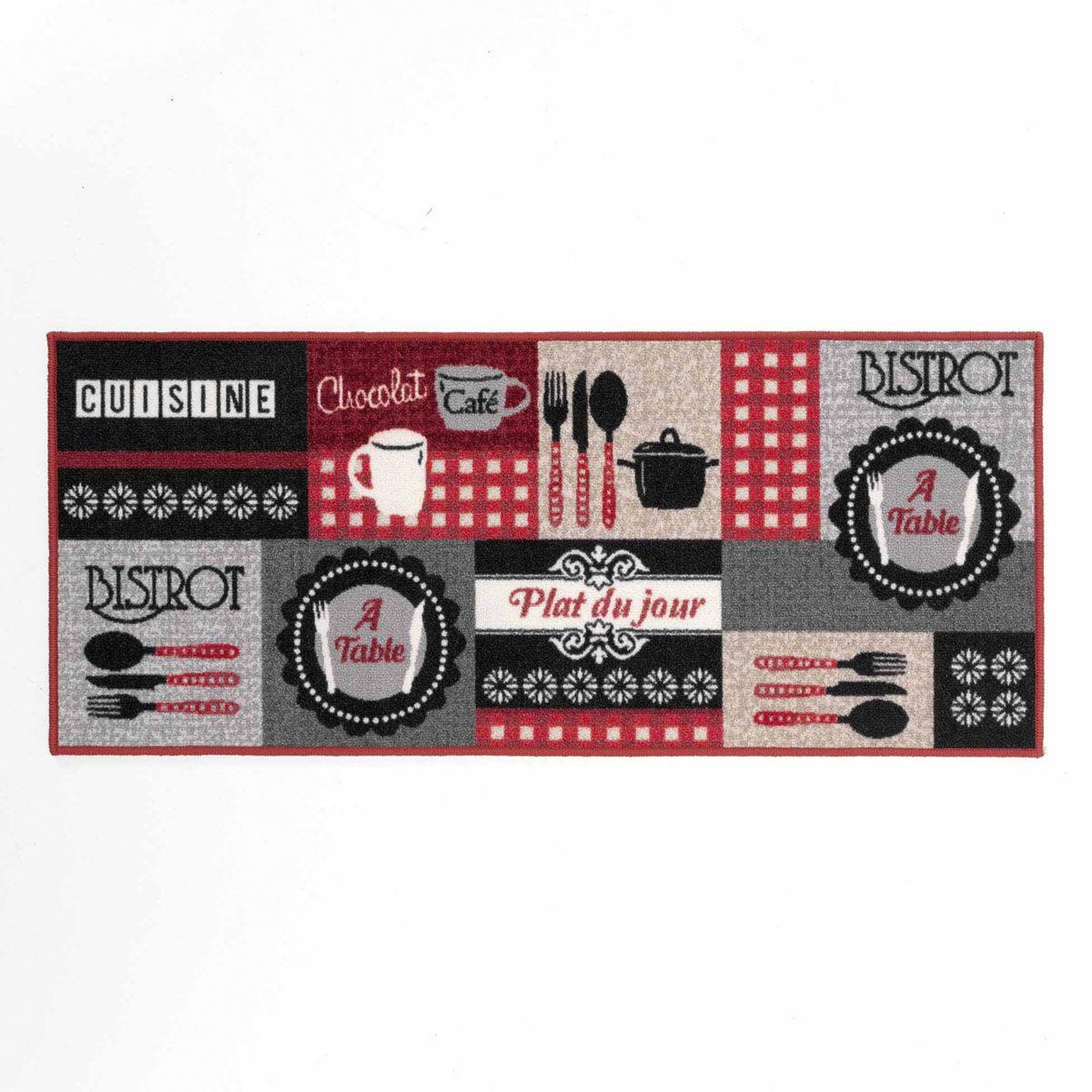 Voir la diapositive 1 : Paris Prix Tapis de Cuisine  Digital Menu  50x120cm Rouge