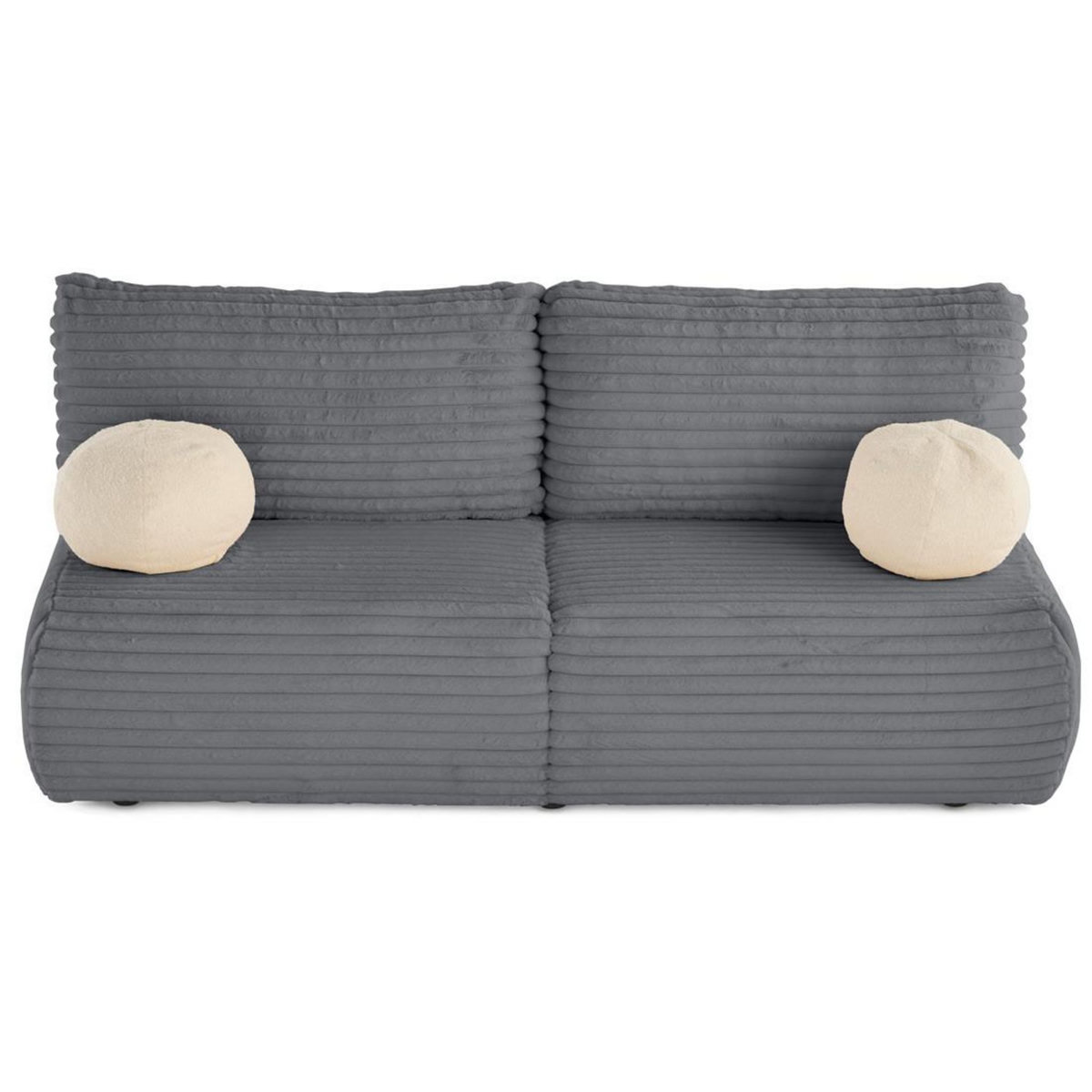 BEST MOBILIER Marvin - canapé 3 places convertible et coffre en fausse fourrure côtelée avec 2 coussins boule inclus