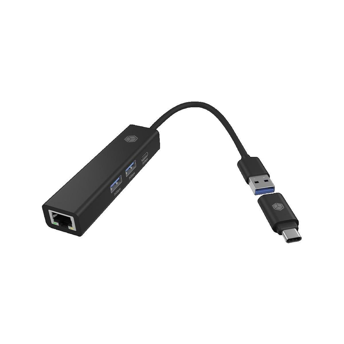 Icy Box Hub multi-port ICY BOX IB-HUB1439-LAN avec ports USB 3.2 Gen 1 et LAN Gigabit