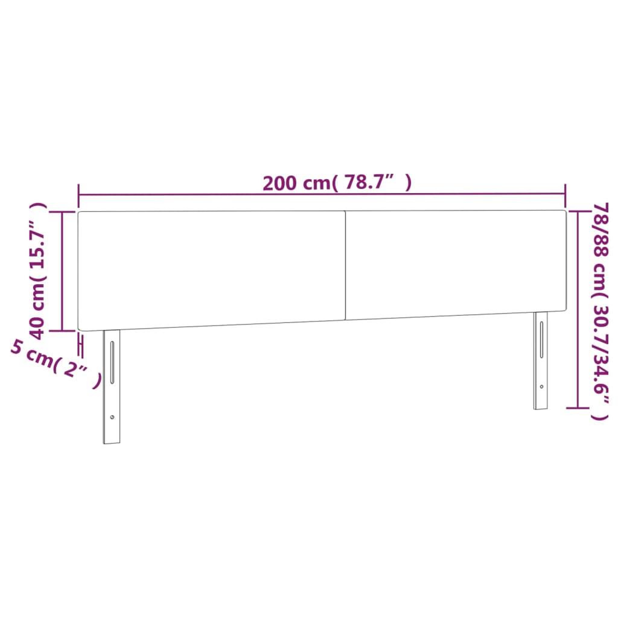 Voir la diapositive 6 : VIDAXL Tete de lit a LED Rose 200x5x78/88 cm Velours