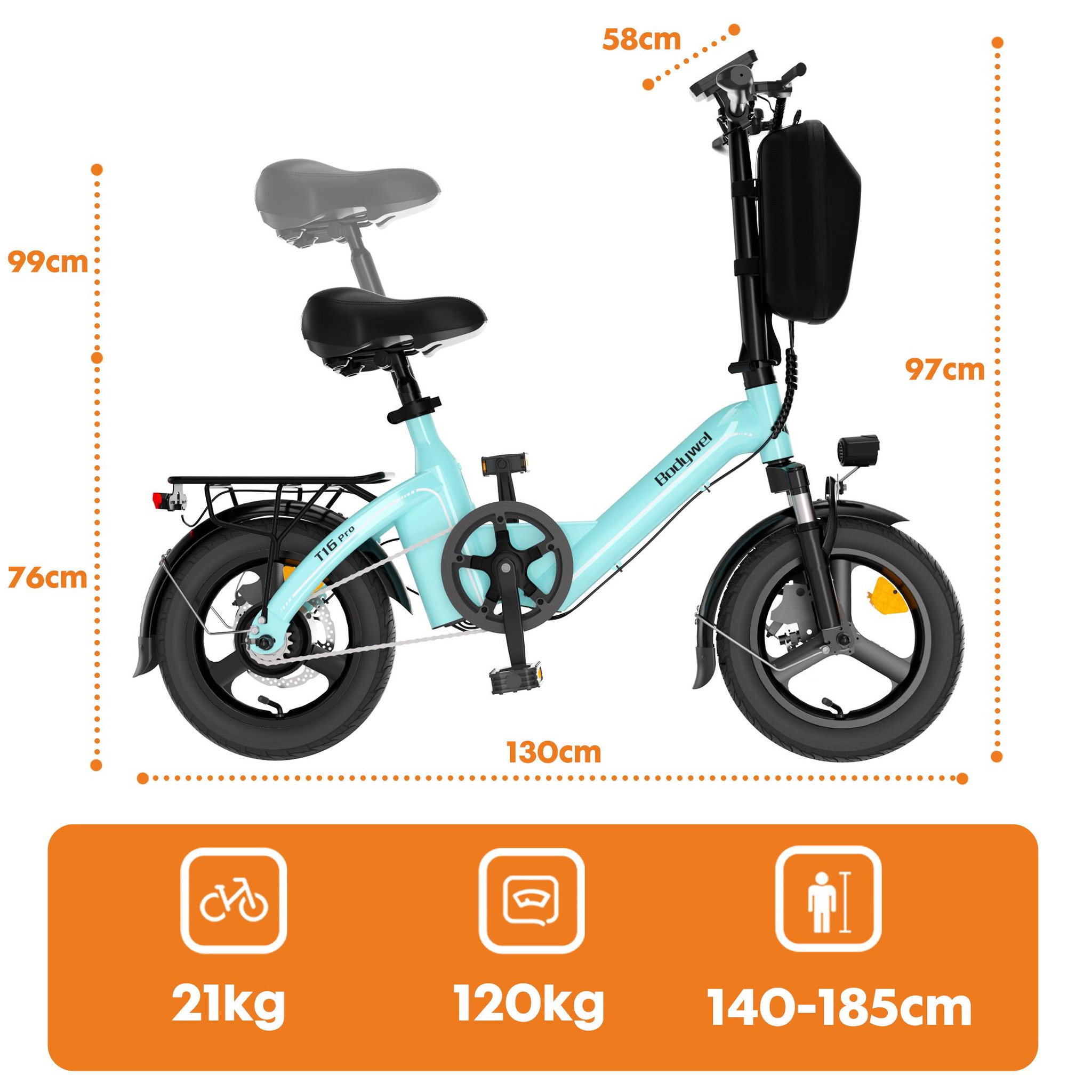 Voir la diapositive 6 : BODYWEL Mini vélo électrique bodywel t16 pro